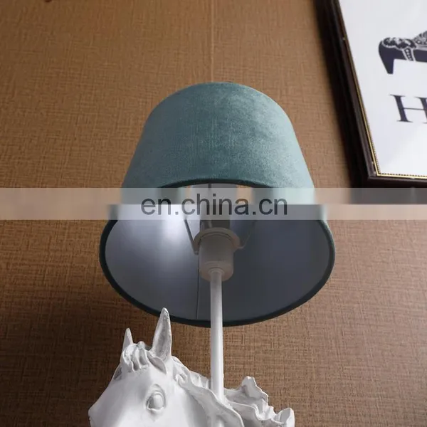 UK Fashion Design Animal Shape White Horse Resin Base Custom Bedside Lamps With Custom Logo photo-5