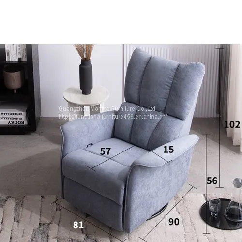 New Functional Electric Single-Seat Fabric Sofa Modern Minimalist Gray Rockable Lunch Break Function Reclining Chair photo-4