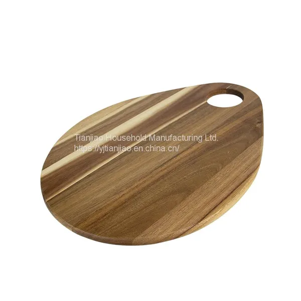 Wholesale Custom ECO-friendly Organic Vegetable Bread Food Kitchen Oval Chopping Blocks Acacia Wood Cutting Board With Holes photo-3