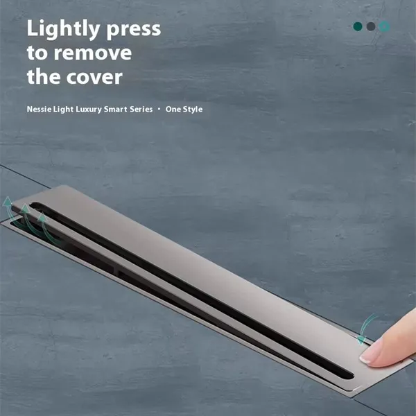 Modern Design All-Copper Strip High Displacement Floor Drain Insect-Proof and Deodorizing Bathroom Tile Insert Rectangle Shape photo-4