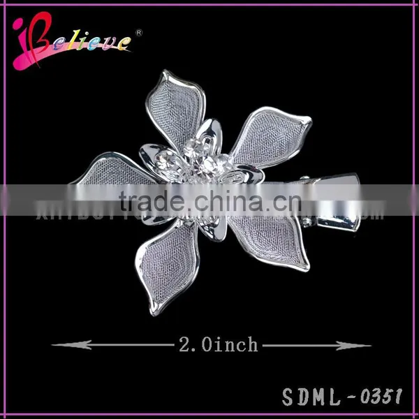 2015 Wholesale Hair Accessories Made in China,kids Accessories Metal Flower Hairpins With Rhinestone photo-2