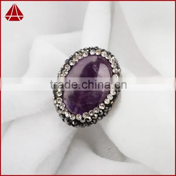 Wholesale Natural Raw Uraguay Amethyst Beads Boho CZ Jewelry, Black Rosary Druzy Amethyst Beads With Zircon Pave Cap photo-3