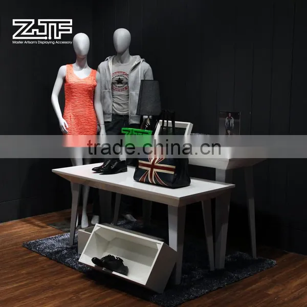 ZJF Light White Paint Table Top Product Display Shoe Wood Rack photo-2