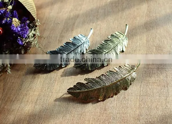 Fashion Golden Leaves Metal Clip For Women,Greece's Women Feather Spring Clip Metal Hair Accessories photo-2