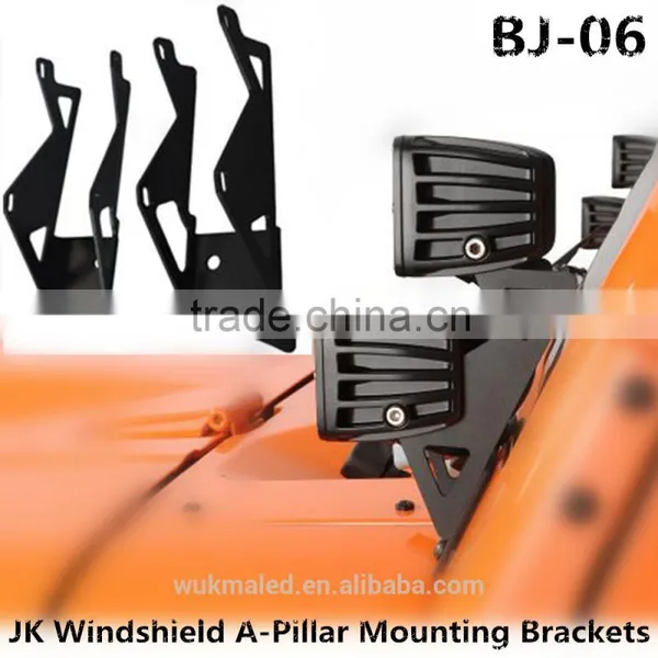 Steel Dual Cube LED Light Windshield Mount Brackets For Jeep Wrangler JK 07-15