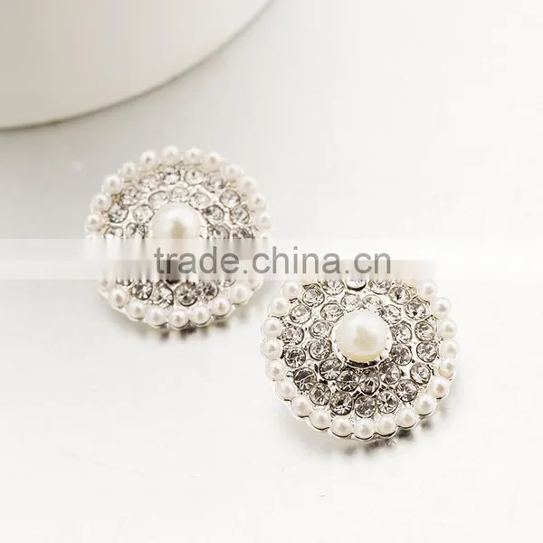 Wholesale Glittering Rhinestone Buttons,Flower Crystal Pearl Button photo-3