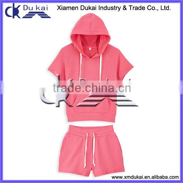 Women's French Terry Short Sleeve Set, Women's Vest and Shorts Set, Women's Jogging Wear photo-2