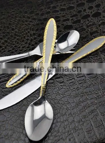 Stainless Steel Cutlery Set,golden and Sanding.dinner Knife and Spoon photo-3