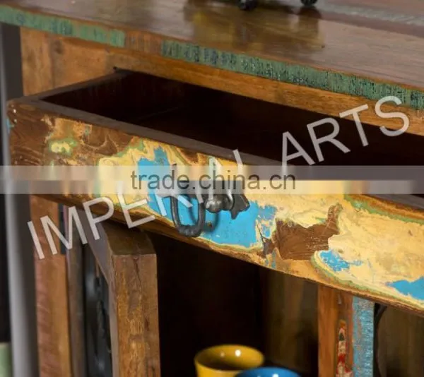 Indian Recycle Wood 2 Double Door Side Board, For Home Funriture photo-3