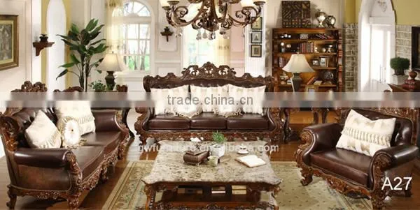Classic Living Room Sets Fabric and Leather Sofa High Qulity