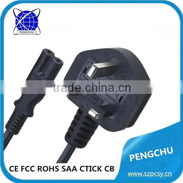 UK 2 Prong ac Inlet Power Supply Cord