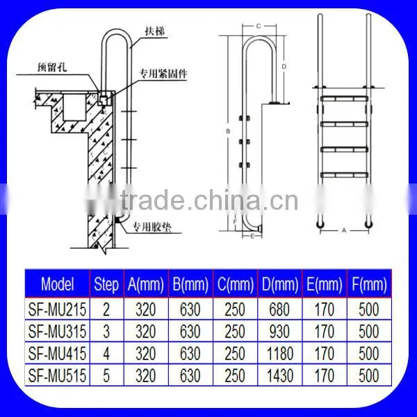 MU Swimming Pool Ladder, Stainless Steel Pool Ladder photo-2