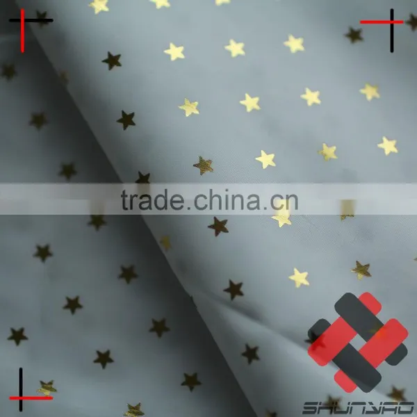 Gold Star Foil Polyester Taffeta Fabric