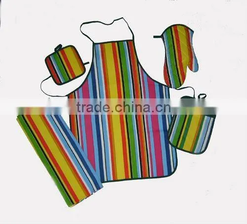 100% Cotton Canvas Cotton 4 Piece Apron Set Home Apron Gloves Kitchen Towel Heat Insulation Pad photo-2