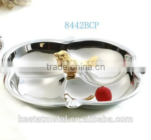 2016 New Style Chrome Plated 4 Compartment Fruit and Food Plates for Snack and Wedding photo-3