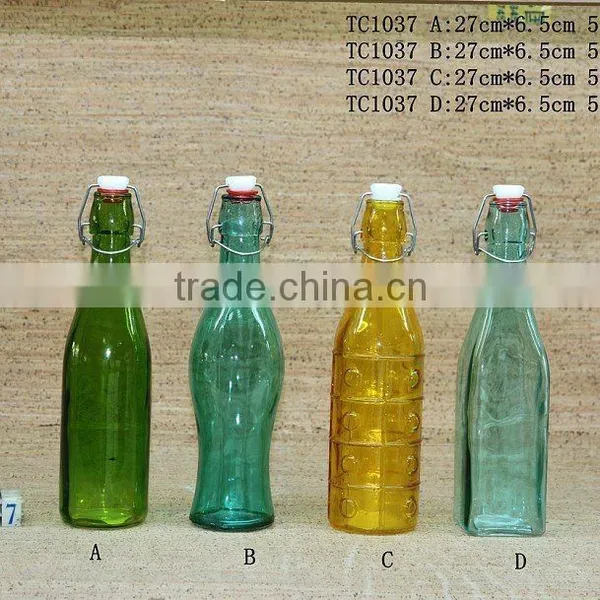 Colour Spray Fruit Juice Glass Bottle/Glass Juice Bottle With Airtight Clip