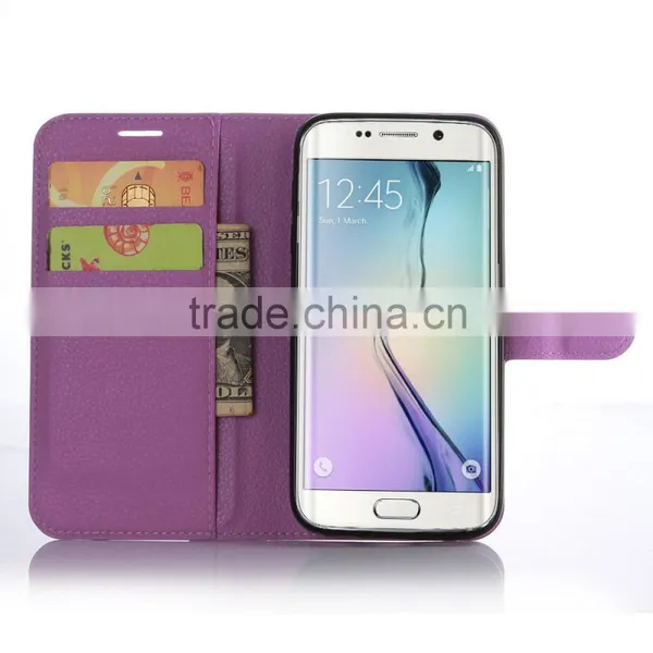 Hot Selling Ultra Thin Lichee PU Leather Case Wallet Folio Flip Cover for Samsung GALAXY S7 Edge photo-5