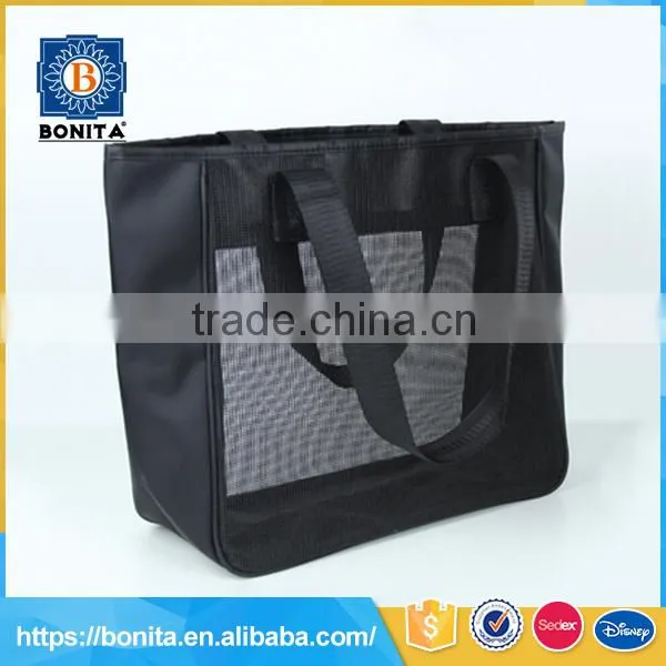 Cheap Custom Big Space Eco-friendly Unisex Black Mesh Shopping Bag Foldable photo-2