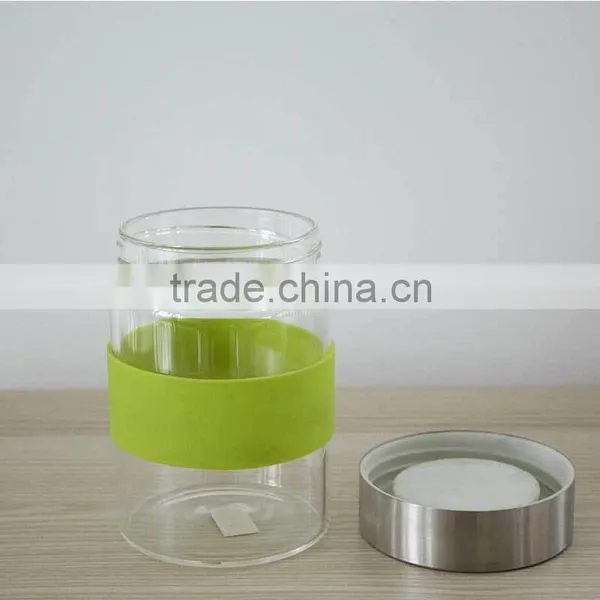 China Supplier 300ml Heat Resistant Glass Canister Stainless Steel Lid QM421 photo-3