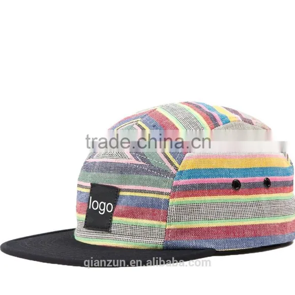 5 Panel Cap Flat Brim Woven Patch Snapback Custom 5 Panel Hat photo-4