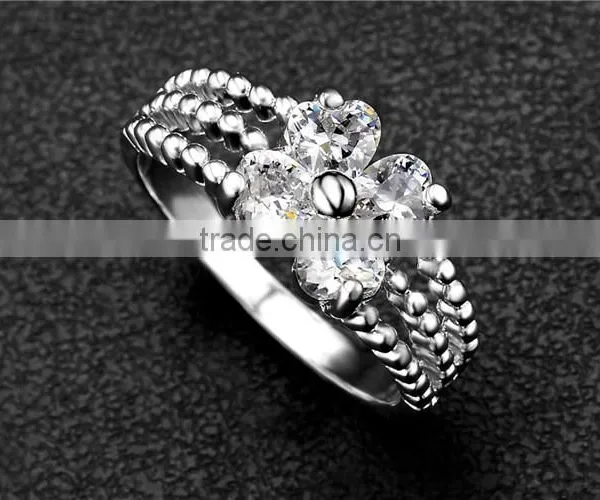 Wholesale Fashion Jewelry Gold/silver Clear Crystal Luxury Wedding Piston Ring photo-4
