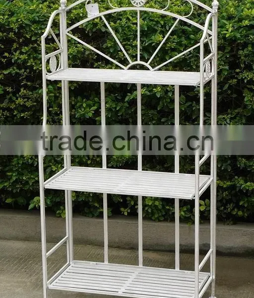 4 Tier Metal Shelf Plant Stand Antique White Outdoor and Indoor Patio Furniture photo-3