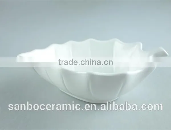Stock Cheap Popular Small White Porcelain Leaf-shaped Dish photo-3