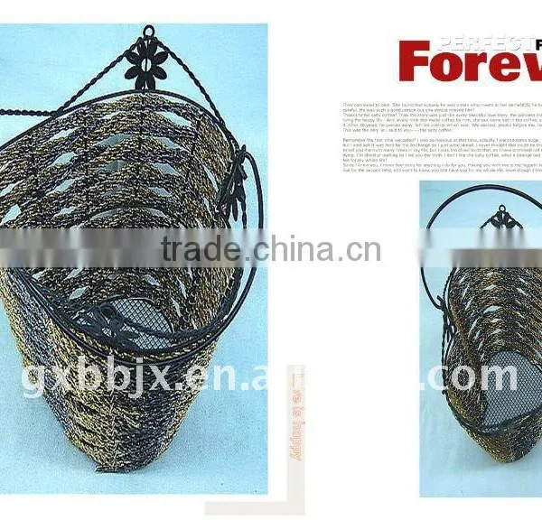 Paper Rope Wire Heart Shaped Hanging Storage Scrap Baskets