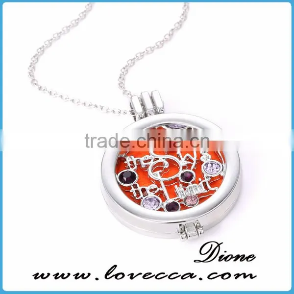 Best Selling Products 35mm Aromatherapy Lockets Essential Oil Diffuser Diamond Necklace photo-3