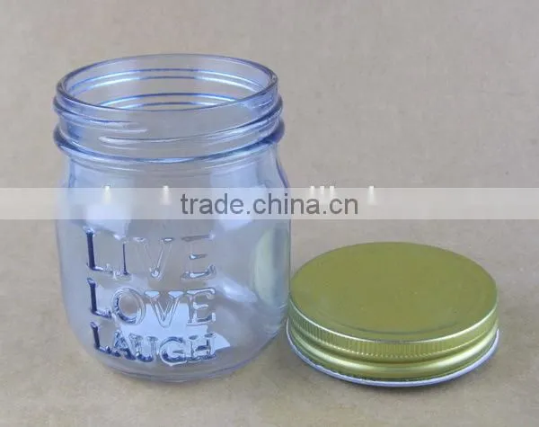 Light Blue Glass Jar New Mason Jar With Metal Cap 250ml photo-3