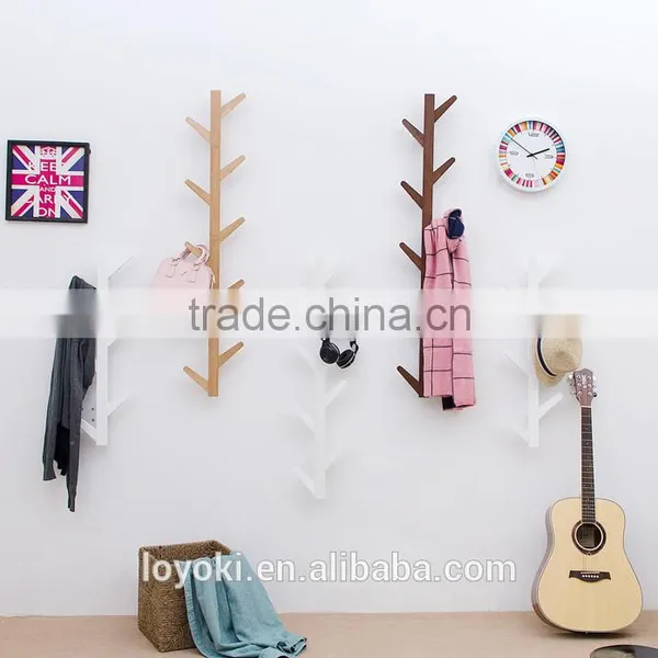 New Design Solid Beech Wood Wall Amounted Coat Rack Tree Shape photo-3