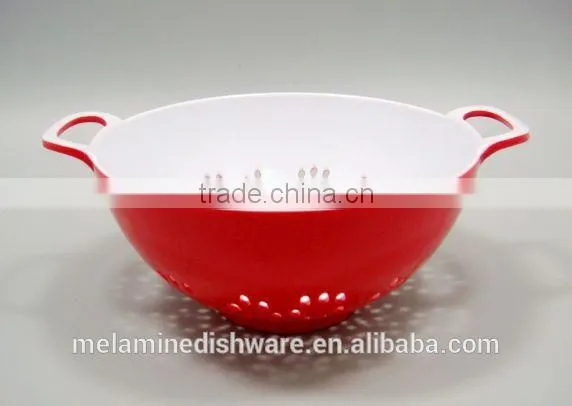 Red Melamine Kitchenware/fruit Vegetable Colander With Two Handle photo-2