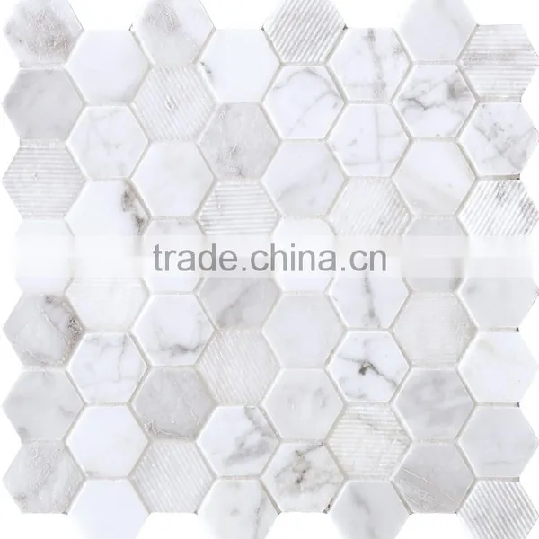 MM-CV239 Cheap Price Decorative Natural Stone Hexagon Marble Stone Mosaics photo-2