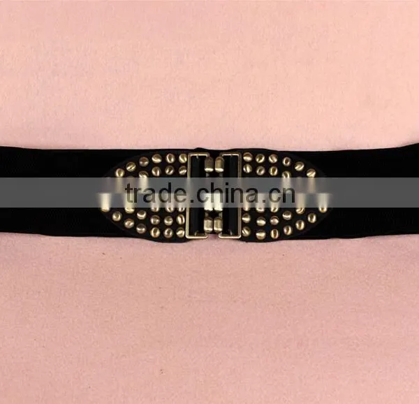 Wholesale Decorative Mushroom Rivet Alloy Buckle Women Lady Wide PU Waist Belt photo-2