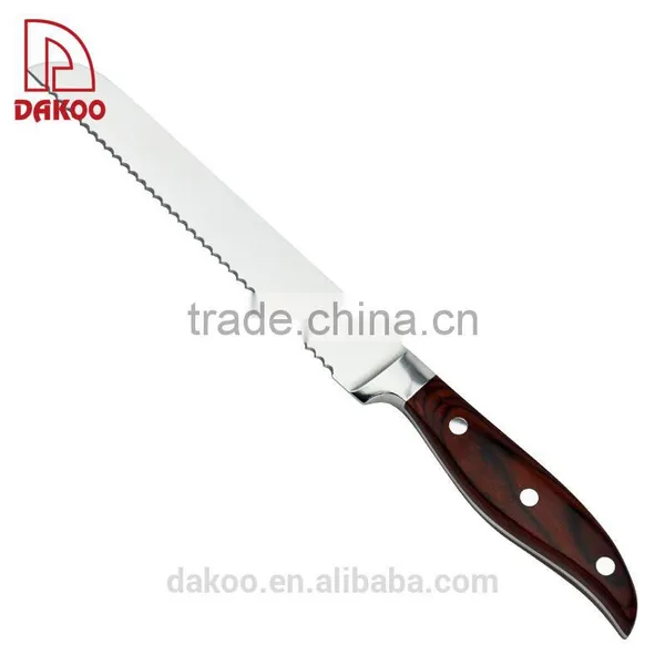 High Quatity Red Color 8" Bread Knife With Pakka Wood Handle photo-2