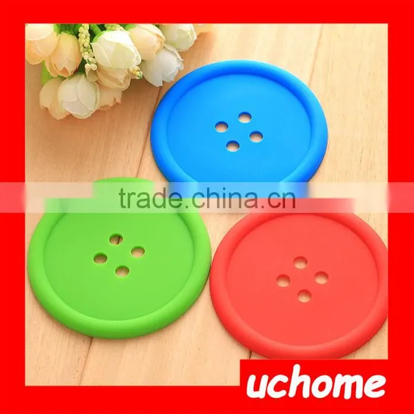 UCHOME 2016 New Colorful Button Shape Silicone Cup Mat/Coaster photo-3
