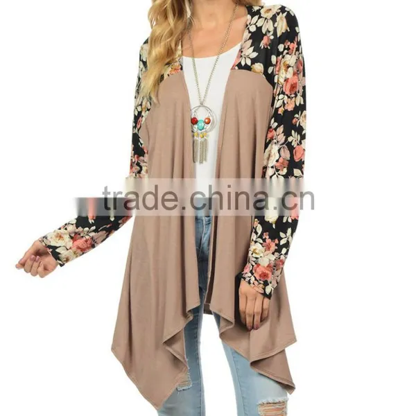 OEM High Quality Women Fashion Plus Size Black Floral Open Cardigan Sweaters With Batwing Sleeve Wholesale Custom Manufacturer photo-2