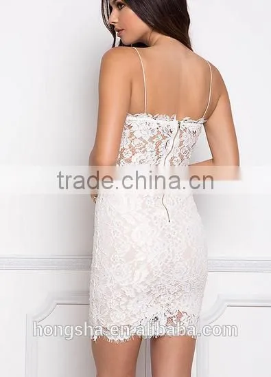 White Floral Crochet Sweetheart Dress Club Dress With Lace Fabric HSD5240 photo-6