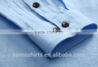 Latest Summer Shirt Cotton Linen Chinese Mandarin Collar Mens Shirts photo-5