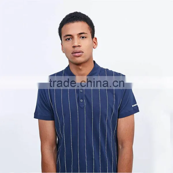 Wholesale New Design Jersey Fabric Polo Shirt Vertical Striped Polo Shirt Custom photo-3