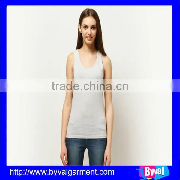 OEM Wholesale Women Blank Sleeveless 100%cotton Shirts for Lady photo-2