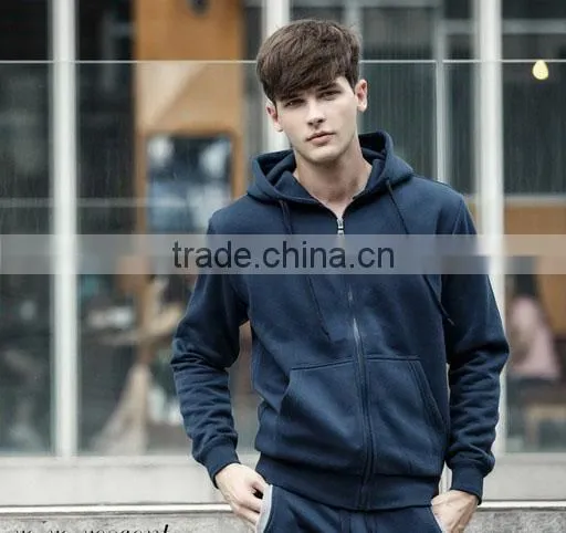 China Factory Good Sale High Quality Cotton Fleece Zipper Pocket Hoodies photo-2