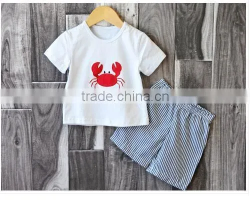 Boys Shorts Sets Crab Boys Summer Short Outfits Teen Korean Boys Clothing Sets Toddler Boys Boutique Clothing Boys Sets 2015 photo-2