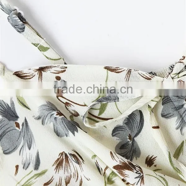BEST SALE Sexy Floral Print Pleated Cami Tops With Shorts Women Suit photo-6