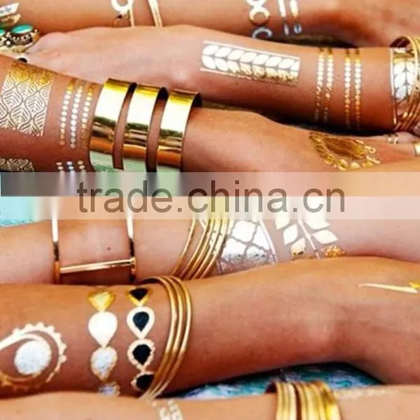 2015 Hot Sale Gold and Silver Flash Tattoo Sticker photo-3
