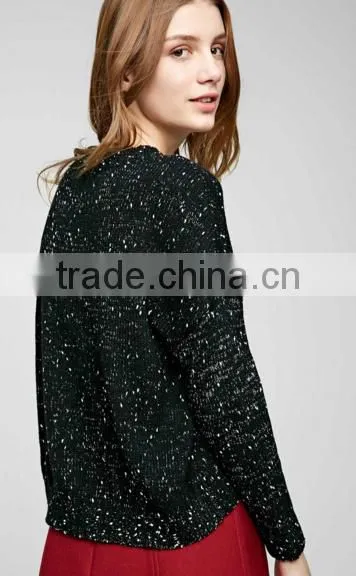 Ladies Cowl Neck Side Slit Loosev Fancy Knitting Patten Pullover Sweater for Wholesale photo-2
