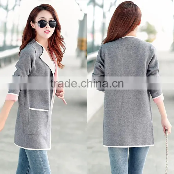 B41006A 2017 Wholesale Women Big Size Clothes Fashion Long Sleeve Simple Cardigan photo-3
