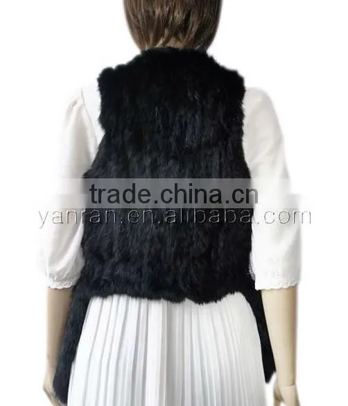 YRFUR YR016 Various Color Available Fur Vest/Cropped Hand Knit Rabbit Fur Vest photo-2