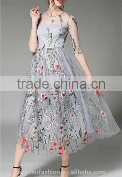 Wholesale High Quality Hand Embroidery Designs for Girls Dress Hollow Section Sexy Maxi Dress photo-5