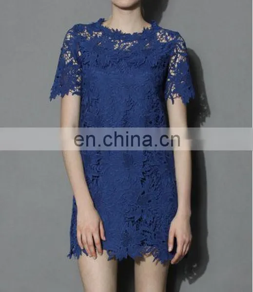 Factory Wholesale New Arrival Women Lace Navy Dress With High Quality photo-5